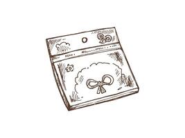 Hand-drawn school and office tools Illustration. Detailed retro style sticky notes sketch. Vintage sketch element. Back to School. vector