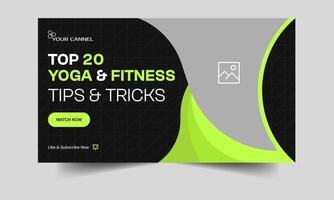 Body fitness tips and techniques thumbnail banner design, daily fitness training tricks, fully customizable eps 10 file format vector