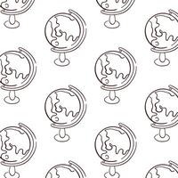 Globe on stand for desk seamless pattern in line art style. Hand drawn educational school equipment. illustration on a white background. vector