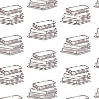 Stack of books line art style seamless pattern. Study, school symbol design. illustration on a white background. vector