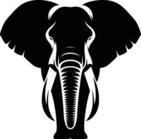 Elephant front facing Silhouette isolated on white background Minimalist elephant shape icon vector