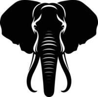 Elephant front facing Silhouette isolated on white background Minimalist elephant shape icon vector