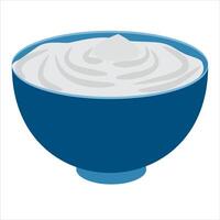 A bowl of yogurt with a cream in it vector