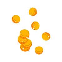 Set of gold coins in flat style on a white background. Treasure Finance. Cartoon gold coins. vector
