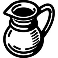 Ceramic water jug handle doodle icon. Drink storage container. Simple minimalistic symbol in black on white background vector