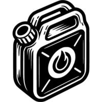 Gasoline tank in monochrome. Canister for storing flammable materials. Simple minimalistic in black ink drawing on white background vector
