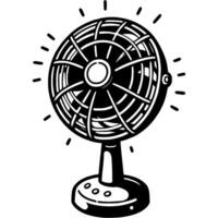 Room fan in monochrome. Electric device for room cooling. Simple minimalistic in black ink drawing on white background vector