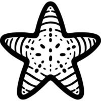 Shellfish starfish in monochrome. Exotic souvenir. Simple minimalistic in black ink drawing on white background vector