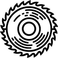 Circular saw blade doodle icon. Spare parts for carpentry tools. Simple minimalistic symbol in black on white background vector