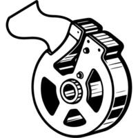 Device for opening even pieces of tape in monochrome. Tool for painting repair work. Simple minimalistic in black ink drawing on white background vector