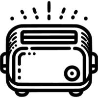 Rectangular electric toaster doodle icon. Device for frying of sliced bread. Simple minimalistic symbol in black on white background vector