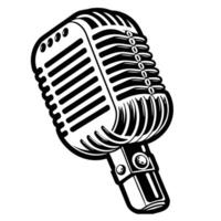 Black and white microphone in flat style vector