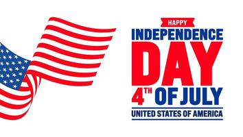 4th of July happy independence day background or banner design template with calligraphy text and USA flag. United States of America Independence Day Celebration. use to poster, card, placard design. vector