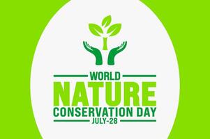 28 July is World Nature Conservation Day background template. Holiday concept. Use a background, banner, placard, card, and poster design template with text inscription and standard color. vector