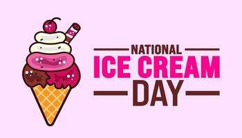 National Ice Cream Day background template. Holiday concept. Use a background, banner, placard, card, and poster design template with text inscription and standard color. vector