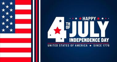4th of July happy independence day background or banner design template with calligraphy text and USA flag. United States of America Independence Day Celebration. use to poster, card, placard design. vector