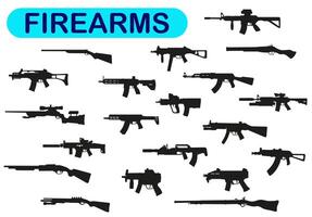 Semi automatic, carbine. Army and police weapons. Shotgun and guns set. Powerful deadly. vector