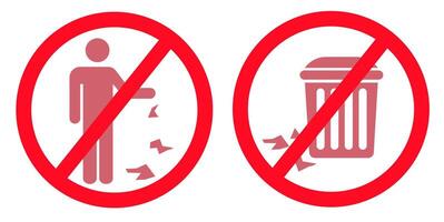 Do not throw garbage sign. Trash can and no reset sign. graphics. vector