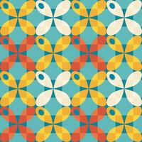 A blue and yellow pattern of flowers with a checkered background vector