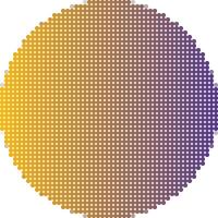 A circle of dots with a yellow and purple background vector
