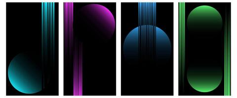 Abstract Gradient Poster Background Set. A minimalist cover template with a bright perspective of a collection of geometric shapes. vector