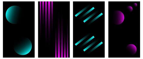 Abstract Gradient Poster Background Set. A minimalist cover template with a bright perspective of a collection of geometric shapes. vector