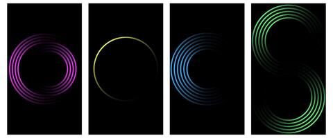 Abstract Gradient Poster Background Set. A minimalist cover template with a bright perspective of a collection of geometric shapes. vector