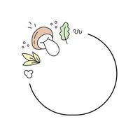 Frame of mushrooms and leaves doodle. vector
