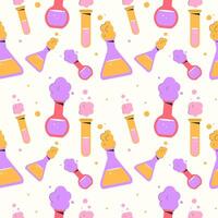 laboratory flasks seamless pattern vector