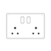 Power plug double Socket Outlet type K with switch vector