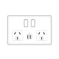 Power plug double Socket Outlet type I with switch and usb port vector
