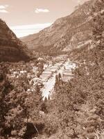 Sepia Colored View of Ouray Colorado from Overlook at Red Mountain Pass photo