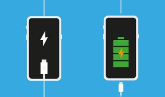 Smartphone charging set. Adapter. vector