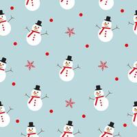 Seamless Christmas pattern with snowman and snowflakes. graphics in cartoon style vector
