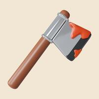 3d Halloween axe with blood icon. Traditional element of decor for Halloween. icon isolated on gray background. 3d rendering illustration. Clipping path. photo