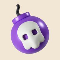 3d Halloween Bomb icon. Traditional element of decor for Halloween. icon isolated on gray background. 3d rendering illustration. Clipping path. photo