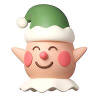 3d Christmas elf icon. minimal decorative festive conical shape tree. New Year's holiday decor. 3d design element In cartoon style. Icon isolated on white background. 3d illustration photo