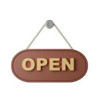 3d Color Hanging Open and Close Sign Board Set Plasticine Cartoon Style Isolated on a White Background. 3d illustration photo