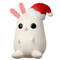 3d Christmas rabbit icon. minimal decorative festive conical shape tree. New Year's holiday decor. 3d design element In cartoon style. Icon isolated on white background. 3d illustration photo