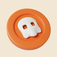 3d Halloween coin icon. Traditional element of decor for Halloween. icon isolated on gray background. 3d rendering illustration. Clipping path. photo