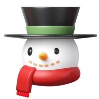 3d Christmas snowman icon. minimal decorative festive conical shape tree. New Year's holiday decor. 3d design element In cartoon style. Icon isolated on white background. 3d illustration photo