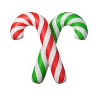 3d Christmas candy cane icon. minimal decorative festive conical shape tree. New Year's holiday decor. 3d design element In cartoon style. Icon isolated on white background. 3d illustration photo