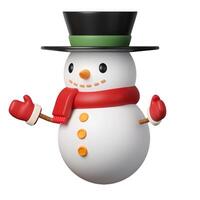 3d Christmas Snowman icon. minimal decorative festive conical shape tree. New Year's holiday decor. 3d design element In cartoon style. Icon isolated on white background. 3d illustration photo