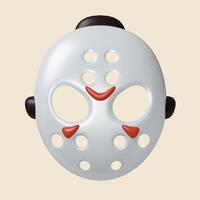 3d Halloween mask icon. Traditional element of decor for Halloween. icon isolated on gray background. 3d rendering illustration. Clipping path. photo