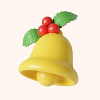 3d Christmas bell icon. minimal decorative festive conical shape tree. New Year's holiday decor. 3d design element In cartoon style. Icon isolated on white background. 3D illustration photo