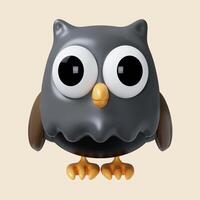 3d Halloween owl icon. Traditional element of decor for Halloween. icon isolated on gray background. 3d rendering illustration. Clipping path. photo
