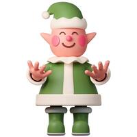 3d Christmas elf icon. minimal decorative festive conical shape tree. New Year's holiday decor. 3d design element In cartoon style. Icon isolated on white background. 3d illustration photo