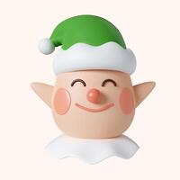 3d Christmas elf icon. minimal decorative festive conical shape tree. New Year's holiday decor. 3d design element In cartoon style. Icon isolated on white background. 3D illustration photo