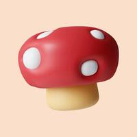 3d Autumn mushroom. Golden fall. Season decoration. icon isolated on gray background. 3d rendering illustration. Clipping path. photo