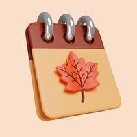 3d Autumn calendrer . Golden fall. Season decoration. icon isolated on gray background. 3d rendering illustration. Clipping path. photo